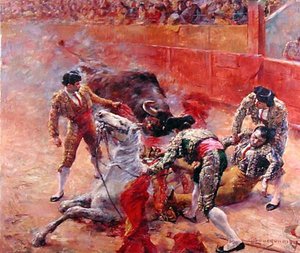De picador valt door Claude Charles Bourgonnier