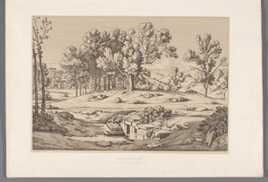 Landschap met gezicht op de berg Pentelikon door Claude Félix Théodore Caruelle d