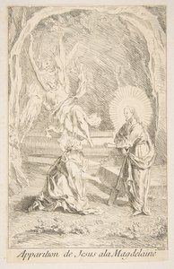 Christus verschijnt aan Maria Magdalena door Claude Gillot, Jacques Gabriel Huquier