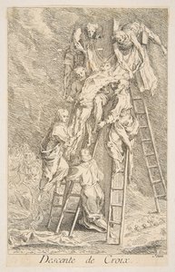 Afdaling van het Kruis, n.d. Makers: Claude Gillot, Jacques Gabriel Huquier door Claude Gillot, Jacques Gabriel Huquier