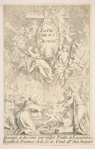 Frontispice van de serie Het leven van Christus door Claude Gillot, Jacques Gabriel Huquier