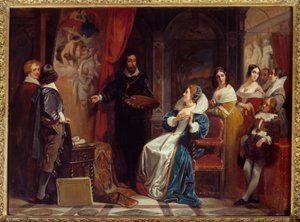 Koningin van Frankrijk Marie de Medicis bezoekt het atelier van de schilder Pierre Paul Rubens
