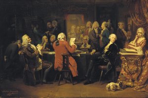 Voltaire in de Leeszaal bij Procope door Claude Jacquand