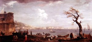 Baai van Napels vanuit het zuiden door Claude Joseph Vernet