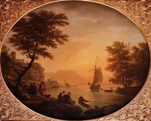 Dag - Een Italiaans rotsachtig inham met vissers door Claude Joseph Vernet