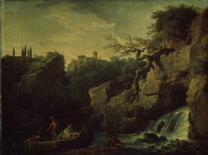 Romantisch landschap in de stijl van Salvatore Rosa, 1746