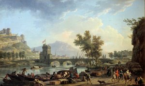 De benaderingen van een oefening in 1774 Schilderij door Joseph Vernet (1714-1789) 1774 Montpellier, Musée Fabre door Claude Joseph Vernet