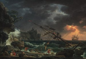Het Schipbreuk door Claude Joseph Vernet