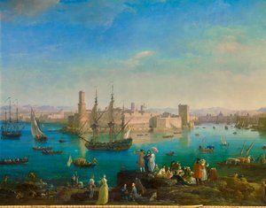 De ingang van de haven van Marseille in 1754 (detail) door Claude Joseph Vernet