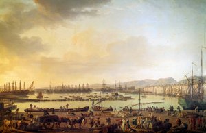 Uitzicht op de haven van Toulon. Schilderij door Joseph Vernet (1714-1789) 18e eeuw Parijs, Musee de la Marine