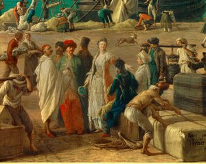 (detail) De haven van Marseille in de 18e eeuw door Claude Joseph Vernet
