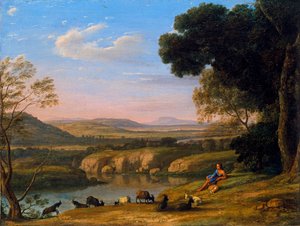 Landschap met geitenhoeder door Claude  Lorrain