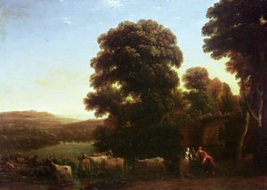 Een pastorale landschap door Claude Lorrain
