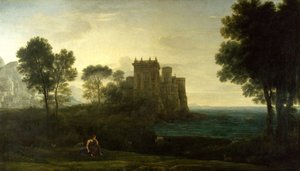 Landschap met Psyche voor het paleis van Cupido of het betoverde kasteel door Claude Lorrain