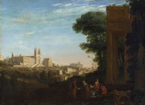 Een uitzicht in Rome door Claude Lorrain