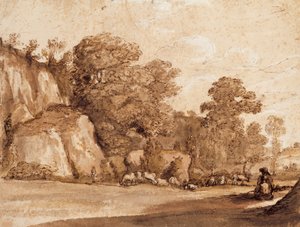 Een rotsachtige heuvel door Claude Lorrain