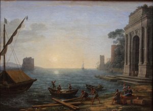 Een zeehaven bij zonsopgang door Claude Lorrain