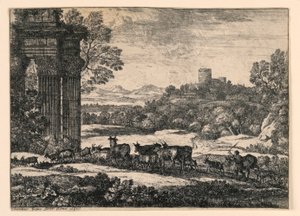 Vee naar huis gedreven door een storm door Claude Lorrain