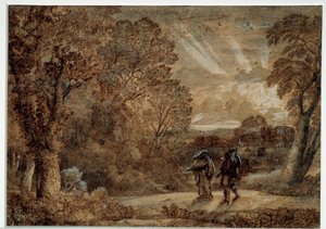 Enee en de cumes sibylle. Tekening door Claude Gellee dit Le Lorrain (1600-1682)