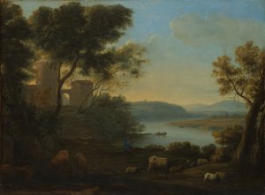 Pastoraal landschap: De Romeinse Campagna, ca. 1639 door Claude Lorrain