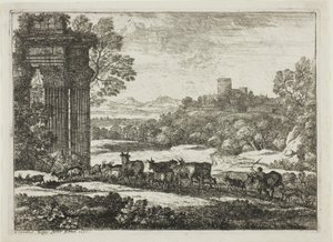 De kudde keert terug in stormachtig weer door Claude Lorrain
