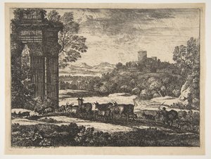 De kudde keert terug in stormachtig weer door Claude Lorrain