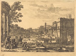 Het Romeinse Forum (Le Campo Vaccino) door Claude Lorrain