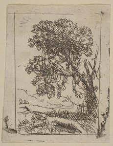 De twee landschappen, linker boom door Claude Lorrain