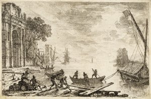 Havengezicht met opkomende zon, 1634 door Claude Lorrain