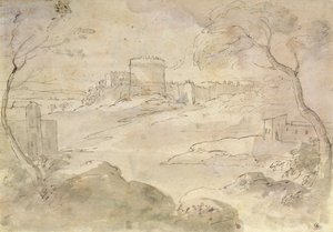 Landschap met een versterkte stad door Claude Lorrain