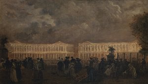 Verlichting van het Louis-XV plein ter gelegenheid van de geboorte van de dauphin, in oktober 1781, circa 1781 door Claude Louis Chatelet