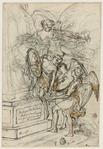 Allegorie ter ere van koning Stanislas Leczynski (recto); Schets van staande man met uitgestrekte armen (verso) door Claude Louis Desrais