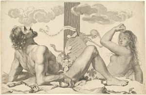 Adam en Eva aan de voet van het kruis