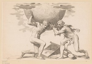 Atlas geeft de hemelbol aan Hercules door Claude Mellan