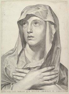Borstbeeld van de Maagd door Claude Mellan