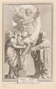 God met personificatie van Geschiedenis en Profetie door Claude Mellan