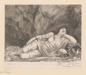 H. Maria Magdalena gelegen in een grot door Claude Mellan