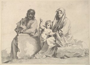 Heilige Familie door Claude Mellan