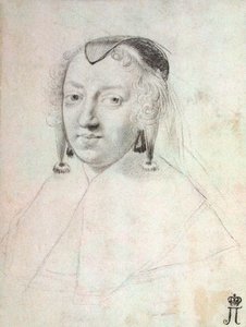 Portret van Anna van Oostenrijk 1601-1666, voor 1643 door Claude Mellan