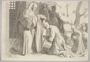 Sint Bernard Ontvangt een Monnikspij door Claude Mellan