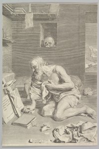 St. Hiëronymus Biddend in Zijn Cel Saint Jérôme boeteling, 1665 door Claude Mellan