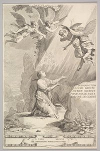 Titelpagina voor François de Sales, Inleiding tot het devote leven, 1641 door Claude Mellan