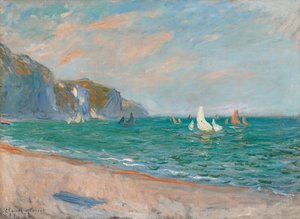 Boten Onder de Kliffen van Pourville door Claude Monet