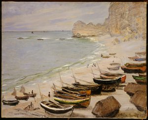 Boten op het strand van Etretat, 1883