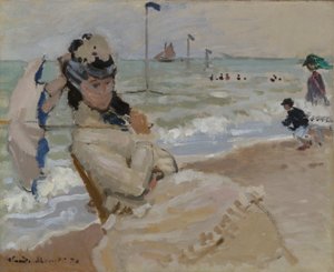 Camille op het strand in Trouville