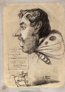 Karikatuur van Jules Didier ("Vlinderman") door Claude Monet