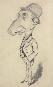 Karikatuur van een man met een grote neus