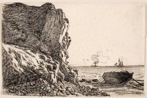 Kliffen en Zee, Sainte-Adresse, c.1864 door Claude Monet
