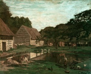 Boerderijhof in Normandië door Claude Monet