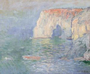 Etretat: Le Manneport, reflecties op het water door Claude Monet